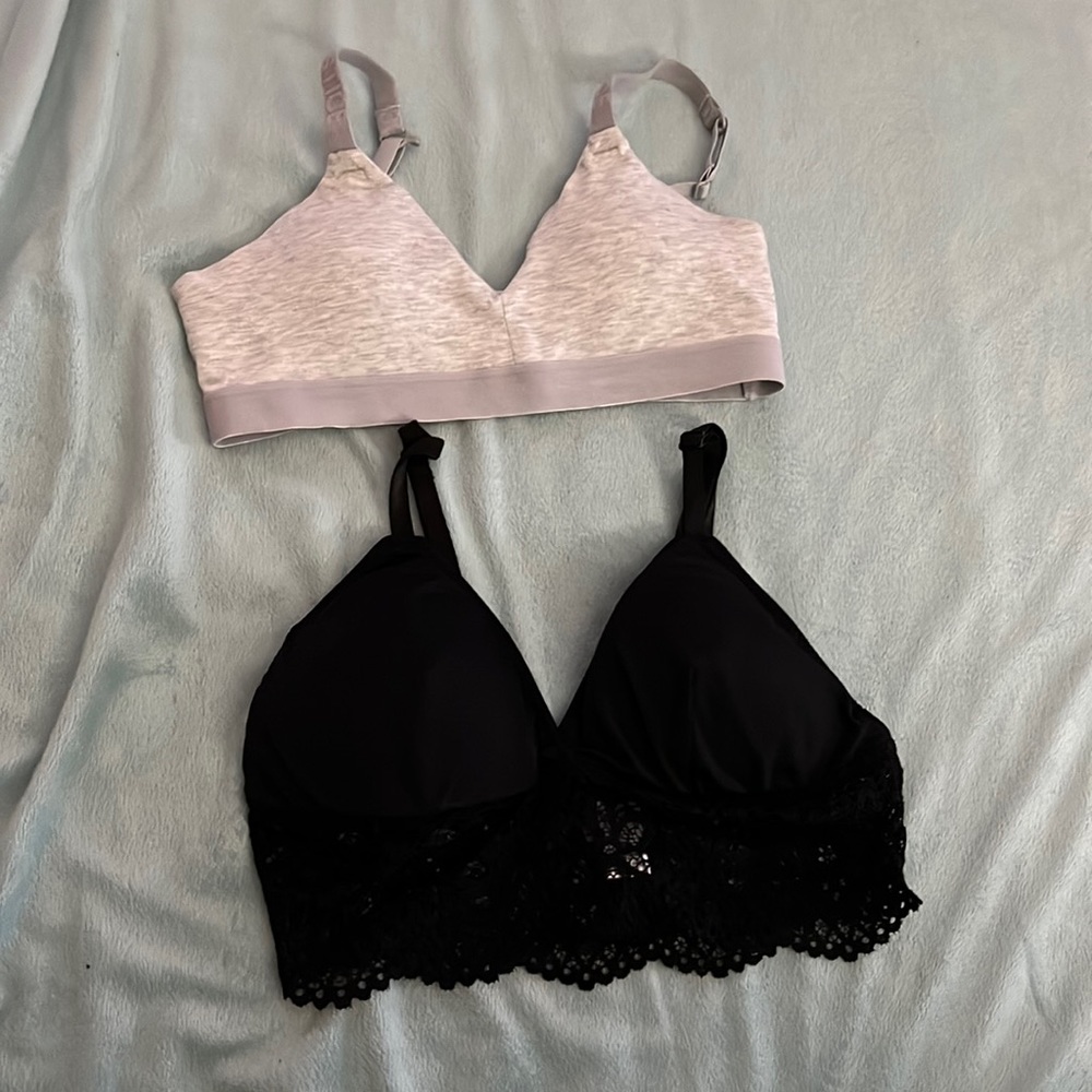Justice oh so soft 32 grey bra and black small bralette